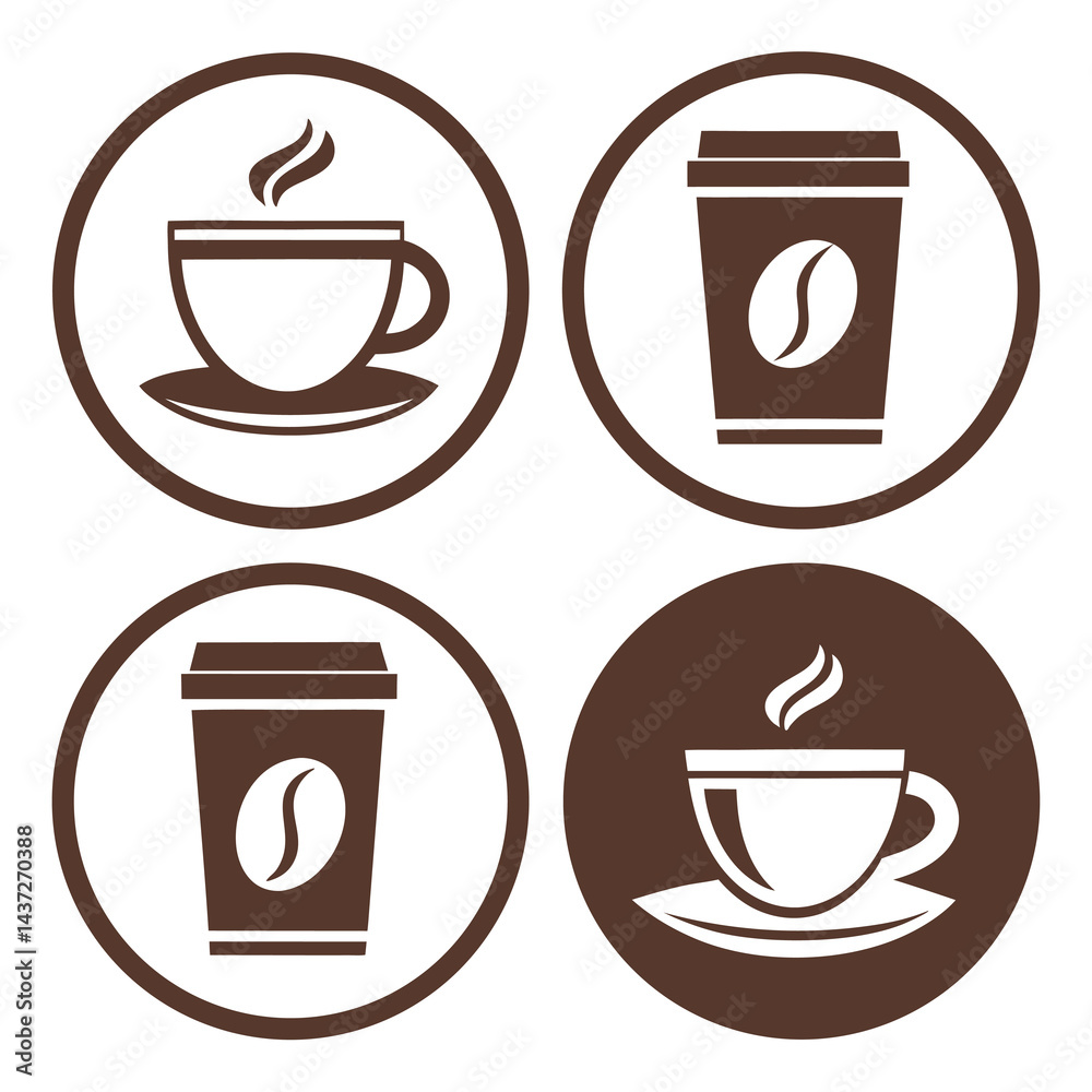 Obraz premium Set of Designed Coffee Cup Icon Silhouette