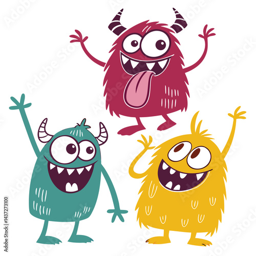 happy Halloween monster colorful silhouette head