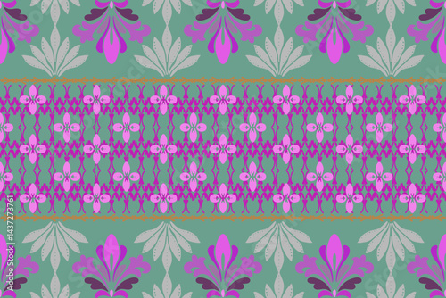 Abstract flora, Geometric Ethnic traditional seamless,Knitting,Navajo Native American Indian, tribal, traditional, pattern design for carpet, print, wrap, decorative, illustration, Fabric, Wallpaper, 
