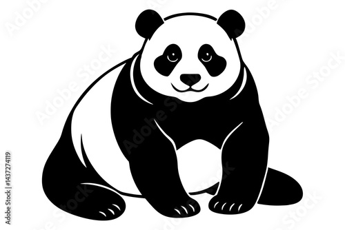cute panda sitting silhouette vector icon, vector illustration of a panda, panda bear vector, panda bear vector illustration, panda bear vector illustration art, panda bear vector.