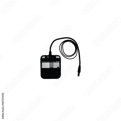 Artificial cardiac pacemaker silhouette on white background