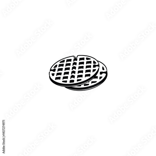 Belgian waffle silhouette on white background