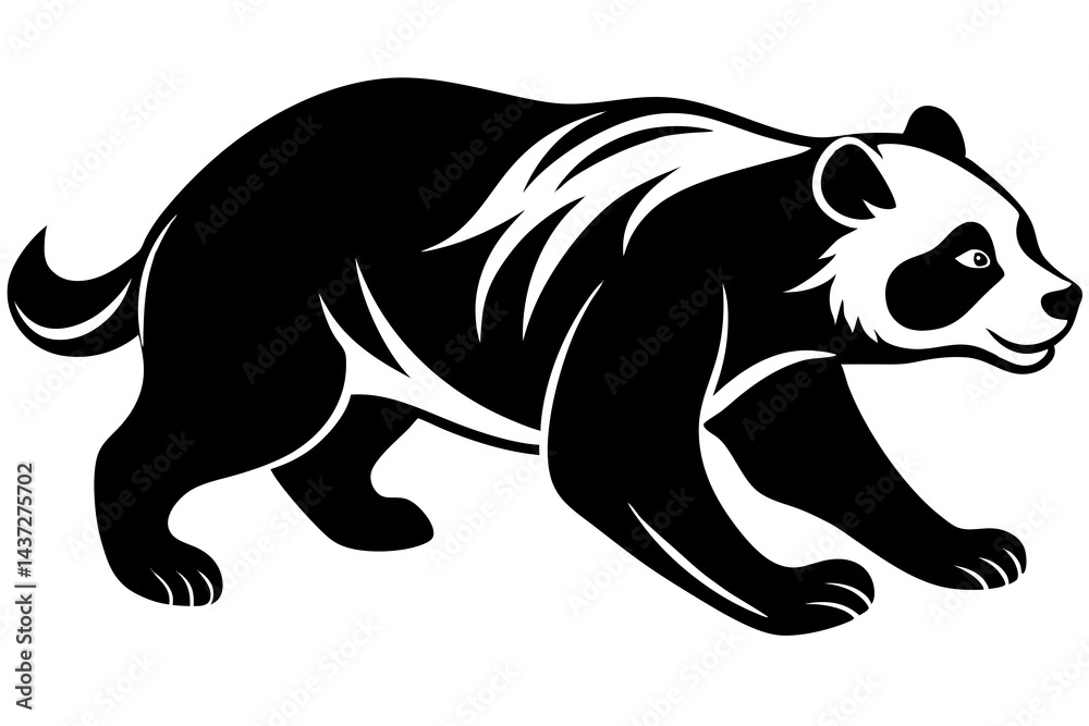 Obraz premium walking panda silhouette vector icon, vector illustration of a panda, panda vector illustration.