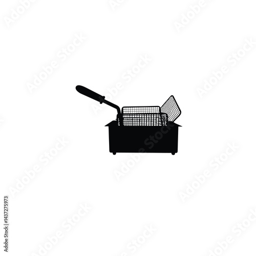 Deep Fryer with Basket silhouette on white background