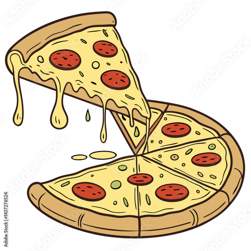 Cheese Lava Erupting from Golden Crispy Pizza Crust Edges Isolated on Transparent Background. Perfect for: Pizza Day, Super Bowl parties, Game night snacks