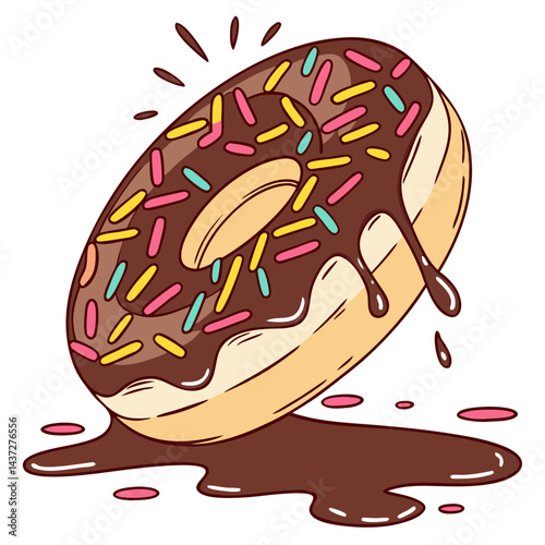 Chocolate Bomb Donut Exploding with Filling and Sprinkles Isolated on Transparent Background. Perfect for: Halloween parties, Kids' birthday parties, Donut Day