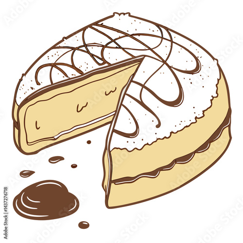 Deep-Fried Banana Cream Pie with Silky Custard and Cocoa Dusting Isolated on Transparent Background. Perfect for: Thanksgiving, Christmas, Fall dessert parties