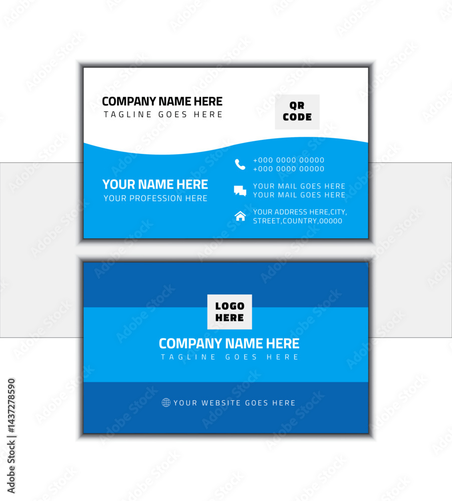 Modern and simple business card design with blue & white color
Modern and simple business card design with blue & white color