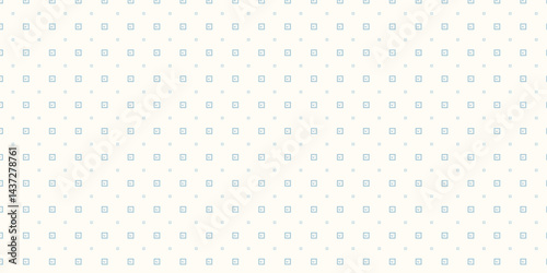 Seamless background pattern of evenly spaced white checkbox symbols of different sizes and opacity. Vector illustration on cyan background with stars