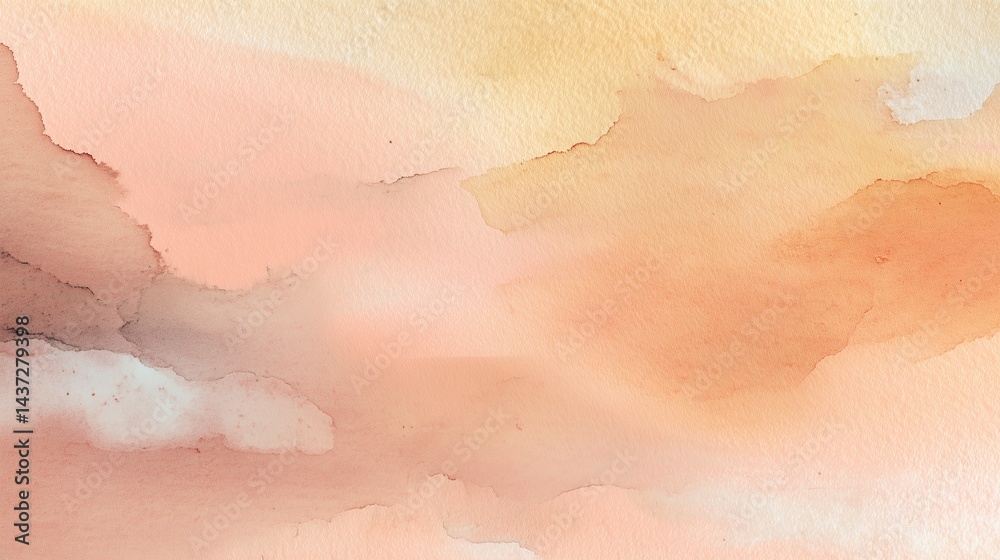 Fototapeta premium Soft peach watercolor texture with gentle gradients and a light, airy feel creating a calm and minimal abstract background