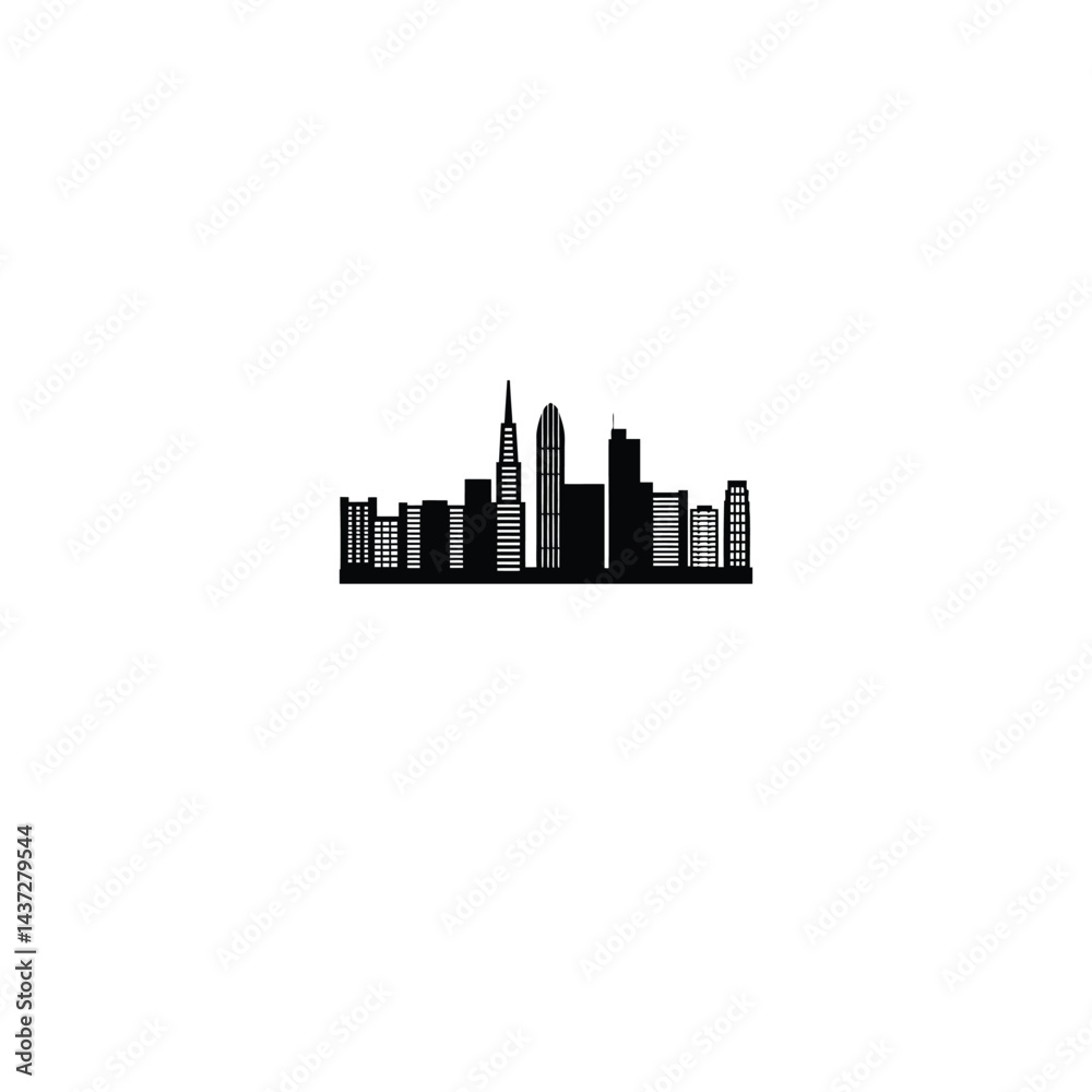 Fototapeta premium Skyscraper buildings silhouette on white background
