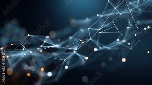 Connected Dots Network Background with Glowing Points and Thin Lines in Futuristic Abstract Digital Composition