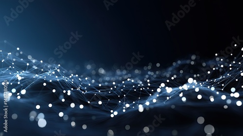 Connected Dots Network Background with Glowing Points and Thin Lines in Futuristic Abstract Digital Composition