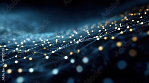 Connected Dots Network Background with Glowing Points and Thin Lines in Futuristic Abstract Digital Composition