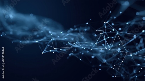Connected Dots Network Background with Glowing Points and Thin Lines in Futuristic Abstract Digital Composition