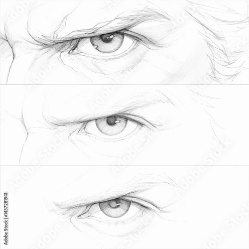sketch of an elderly man's eye