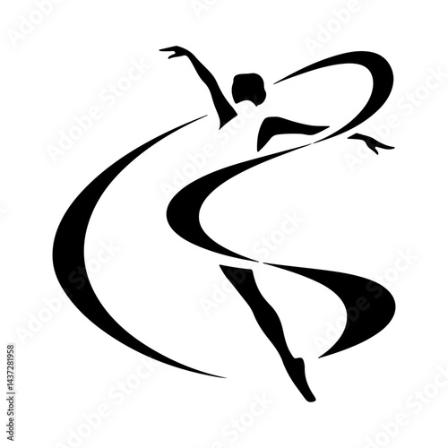 Graceful Dancer in Fluid Motion with Elegant Continuous Line Art
