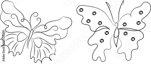 Butterfly vector illustration, a cartoon animal drawing on a branch, perfect for children's coloring book art