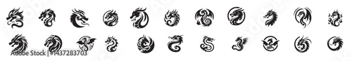 A Dragon vector icon illustration design logo template