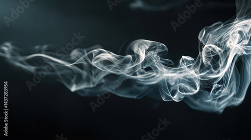 Smoke Trail Texture Background with Delicate Swirling Wisps on Black for Abstract and Atmospheric Design Projects
