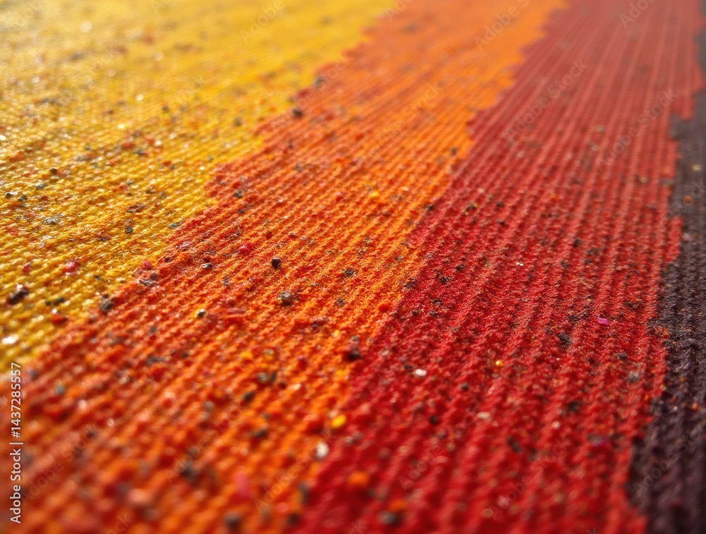 Fototapeta premium Close-up image of textured acrylic paint on canvas, with visible brush marks and rich color gradients.