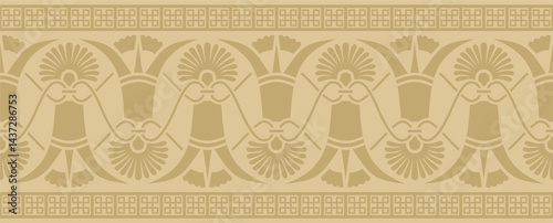 Vector golden classic seamless european national ornament. Ethnic pattern of the Romanesque peoples. Border, frame of ancient greece, roman empire.