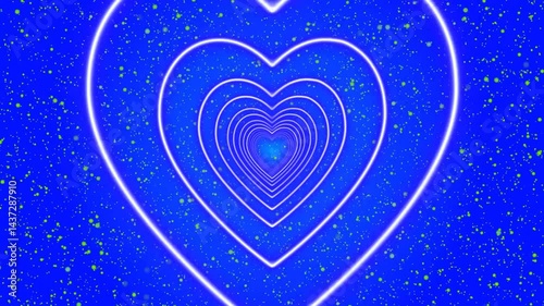 Neon Heart background .Love heart VJ, loop neon tunnel ,futuristic heart overlay ,