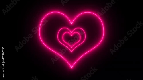 Neon Heart background .Love heart VJ, loop neon tunnel ,futuristic heart overlay ,