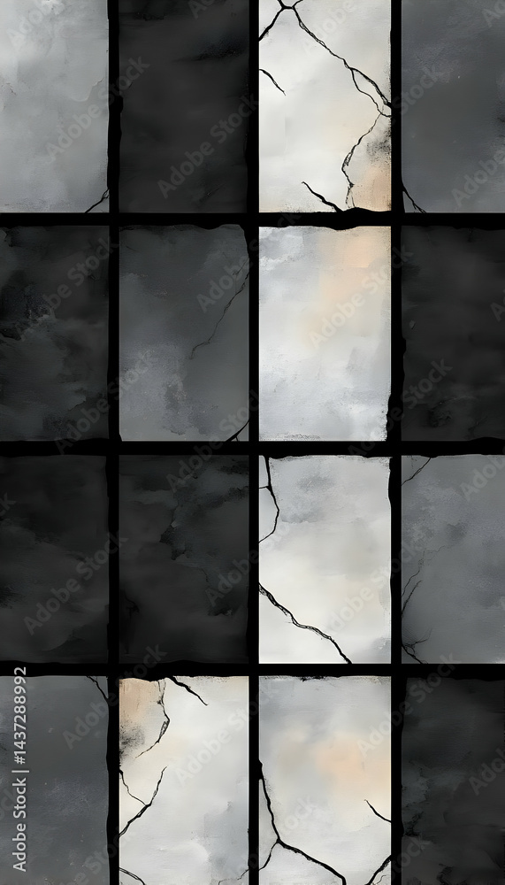 Naklejka premium Abstract gray scale checkered pattern