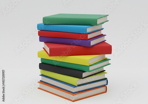 Wallpaper Mural A stack of colorful hardcover books arranged on top of each other against a plain white background Torontodigital.ca