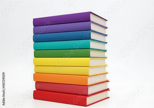 Wallpaper Mural A stack of colorful books arranged in a rainbow order on a white background in a vertical composition Torontodigital.ca