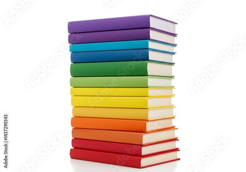 Wallpaper Mural A stack of colorful books arranged in a rainbow order on a white background for educational purposes Torontodigital.ca