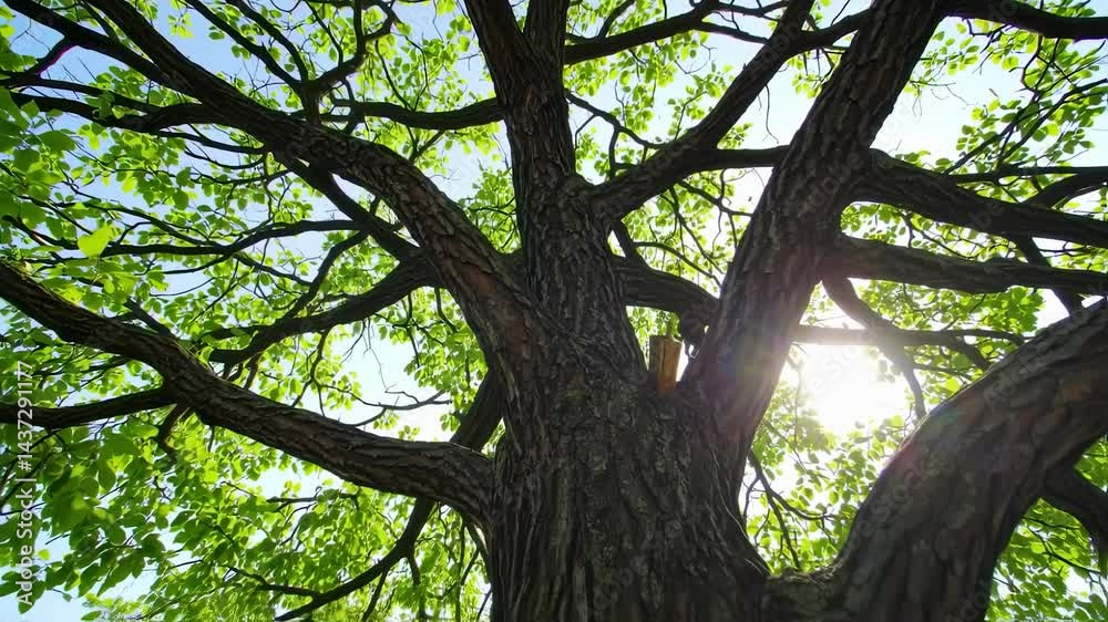 Tree branches from bellow with sunlight nature green environment