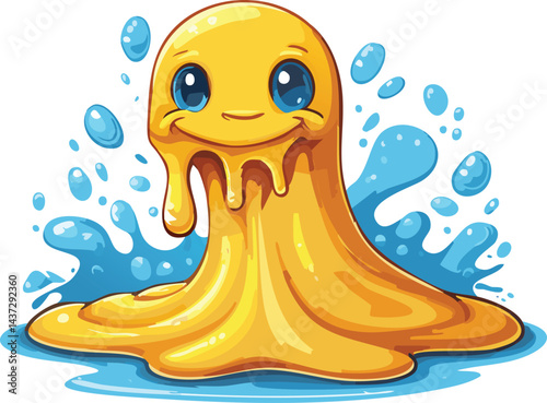 illustration of a cartoon yellow slime