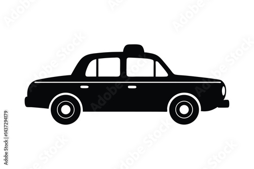 Silhouette art design of a vintage taxi cab toy car.eps