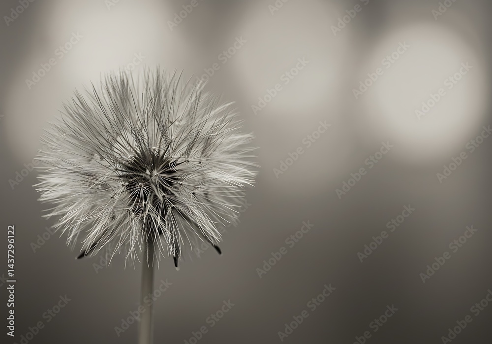 custom made wallpaper toronto digitalA monochrome close up of a dandelion seed head against a blurred light gray background image view