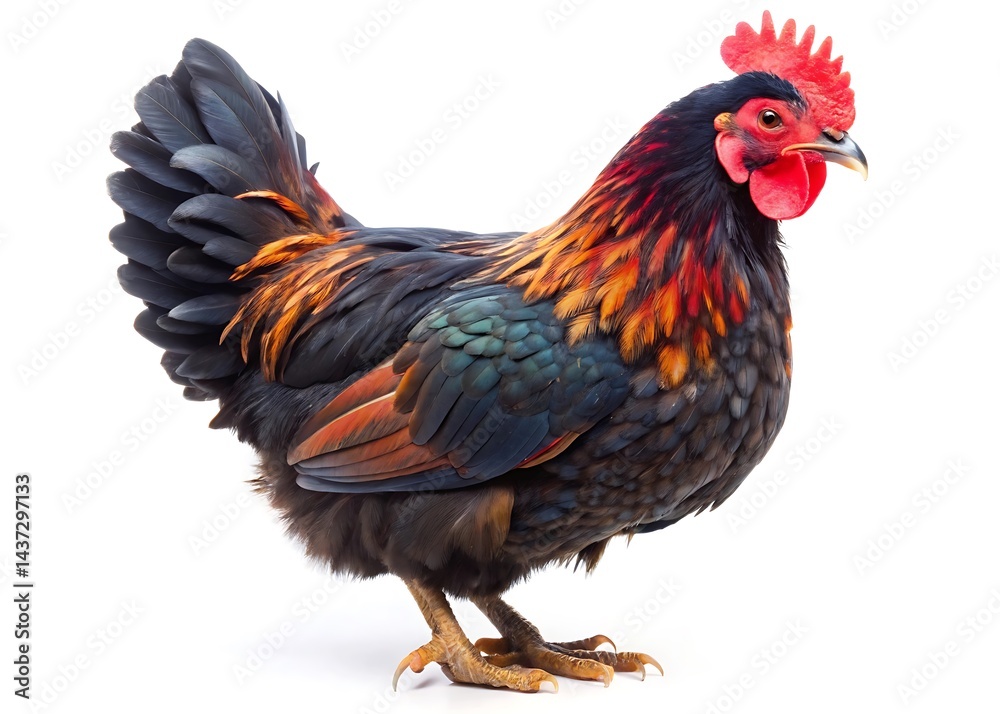 Fototapeta premium Black and red chicken isolated on white background