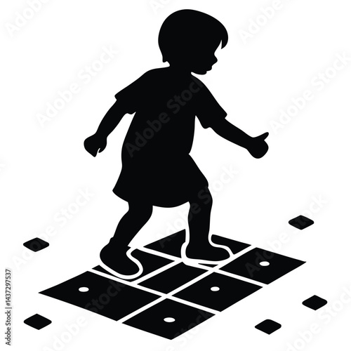 Collection of children silhouettes boys and girls 
vector illustration
