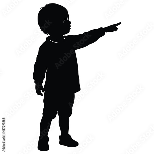 Collection of children silhouettes boys and girls vector illustration