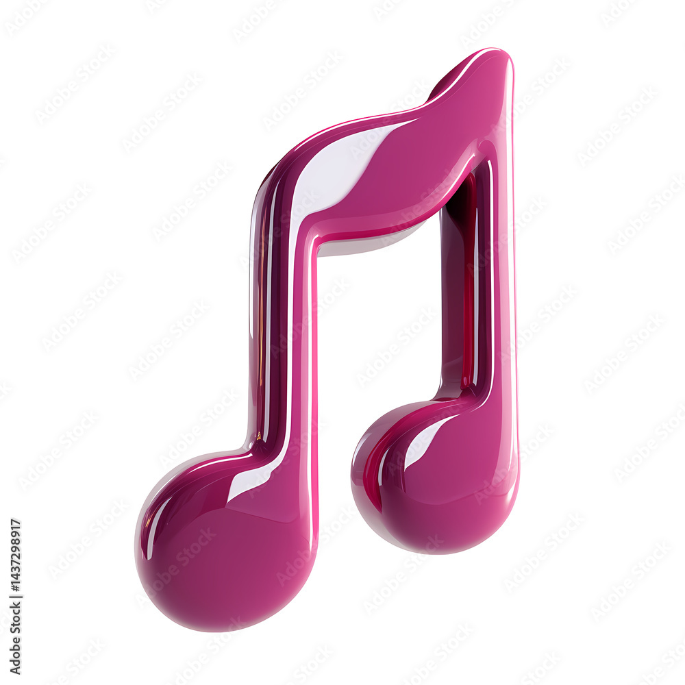 Glossy Pink Eighth Note Music Symbol 3D Render Isolated on Transparent Background Glossy Pink Eighth Note Music Symbol 3D Render Isolated on Transparent Background