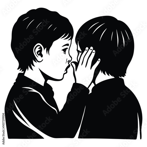 Collection of children silhouettes boys and girls 
vector illustration
