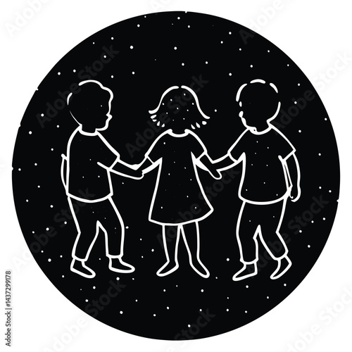 Collection of children silhouettes boys and girls 
vector illustration
