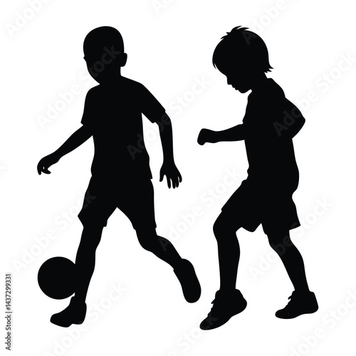 Collection of children silhouettes boys and girls 
vector illustration
