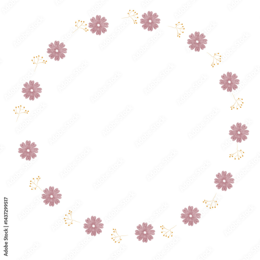 Fototapeta premium Rustic Green Leaf and Flower Wreath