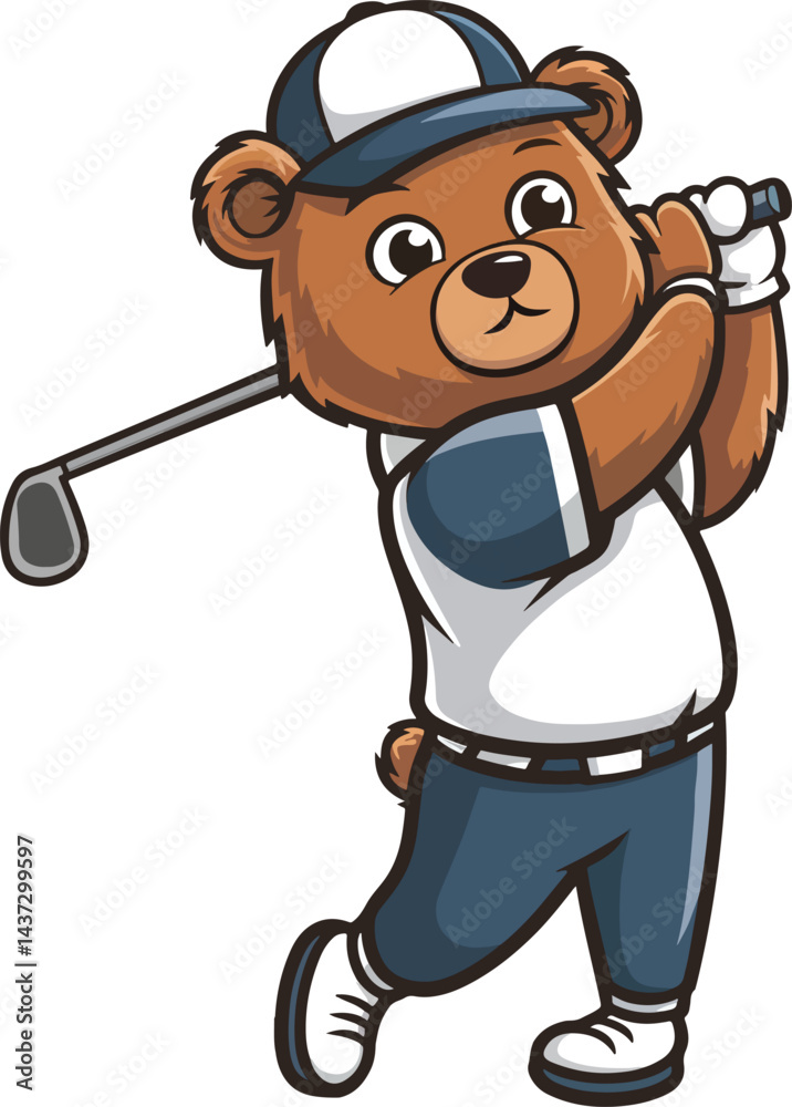 Fototapeta premium Cute Bear Play Golf Vector