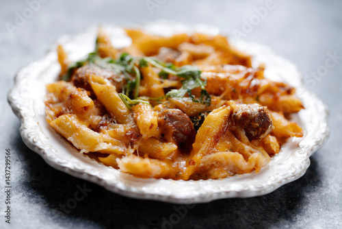 italian meatball macaroni  and cheese