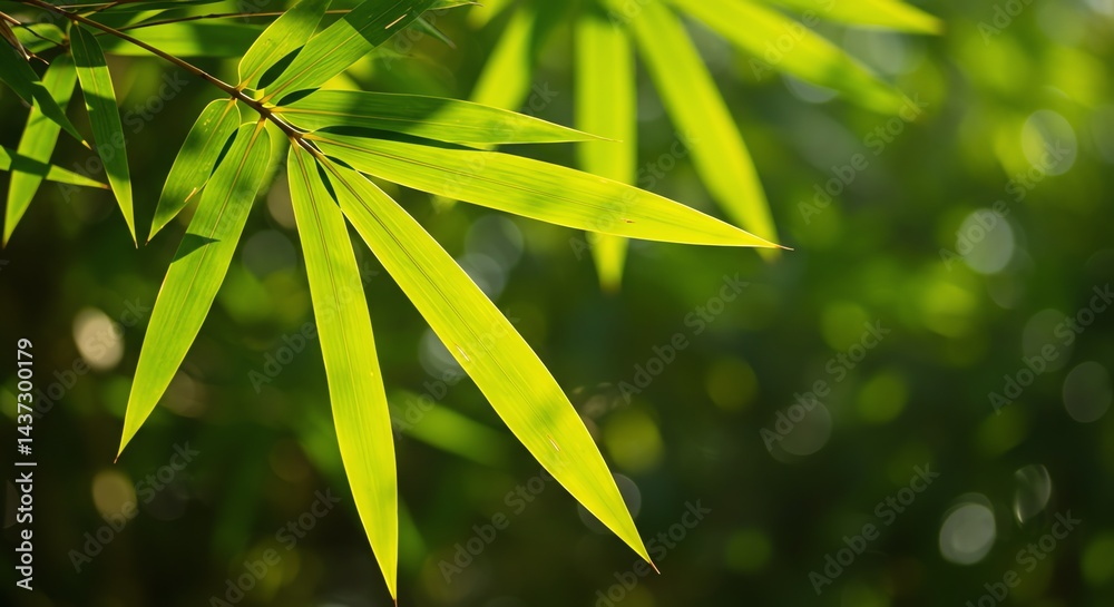 Fototapeta premium Bamboo Leaves Glowing in Sunlight Close-up