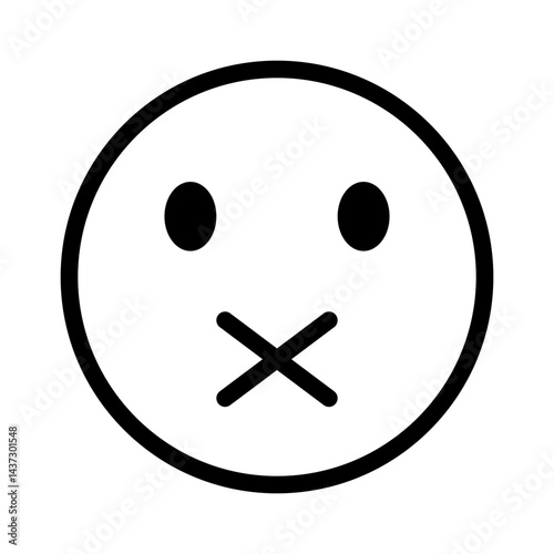 Cross mouth silent face icon