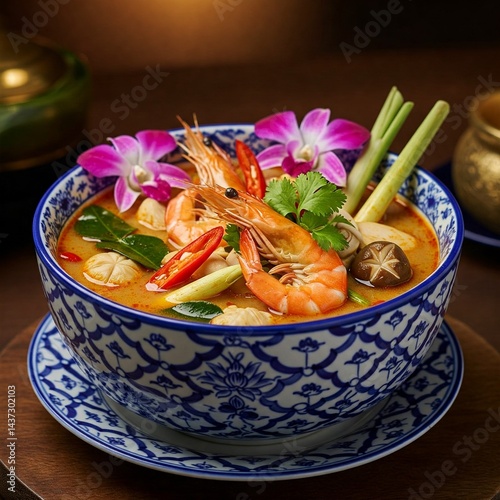 Tom Yum Goong, Thai food, Asian cuisine, Thai soup, spicy Thai soup, 