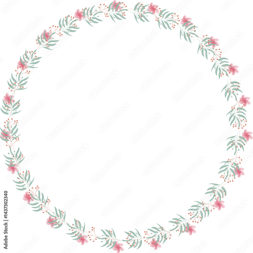 Rustic Green Leaf and Flower Wreath Rustic Green Leaf and Flower Wreath